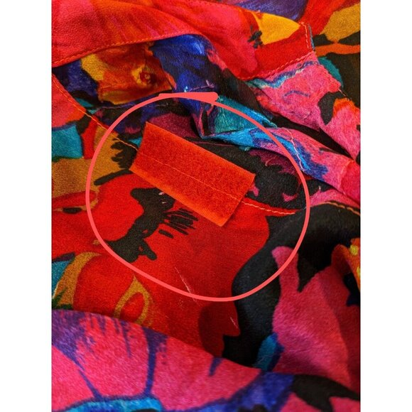 Vintage Judith Ann Plus Silk Button Tunic Blouse Sheer Plus 3X Embellished Bold - Picture 9 of 9